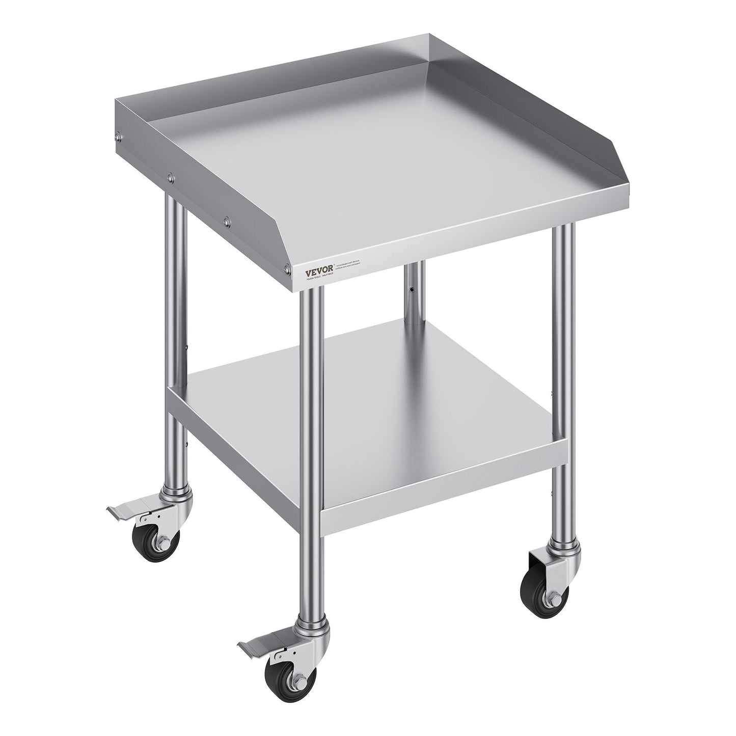 Stainless Steel Food Prep Table with Wheels, 0.6 x 0.6 x 0.76 m, for Kitchen Use