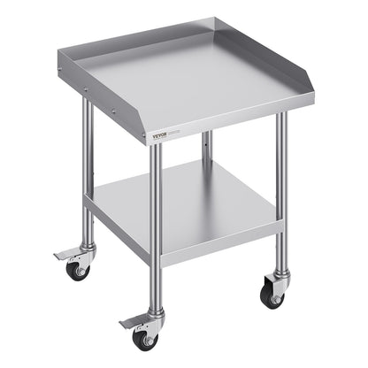 Stainless Steel Food Prep Table with Wheels, 0.6 x 0.6 x 0.76 m, for Kitchen Use