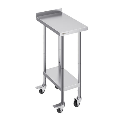 VEVOR 24 x 15 x 40 Inch Stainless Steel Work Table, Commercial Food Prep Worktable