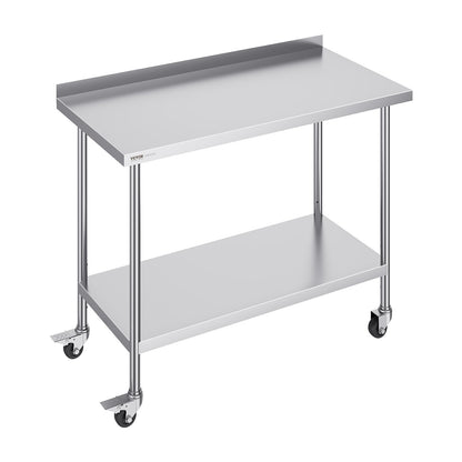 VEVOR 24 x 48 x 40 Inch Stainless Steel Work Table, Commercial Food Prep Worktable