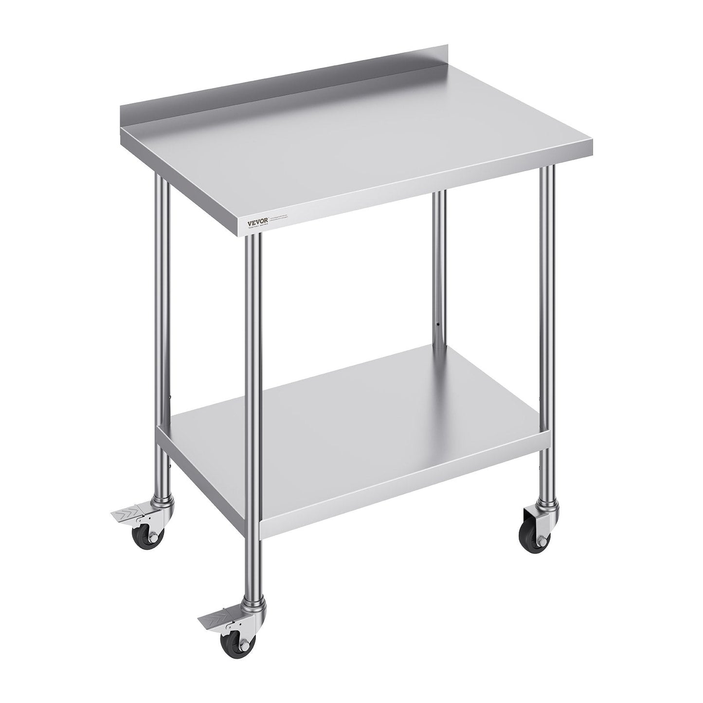 Stainless Steel Food Prep Table with Casters, Adjustable Height, 0.6 x 0.9 x 1 m
