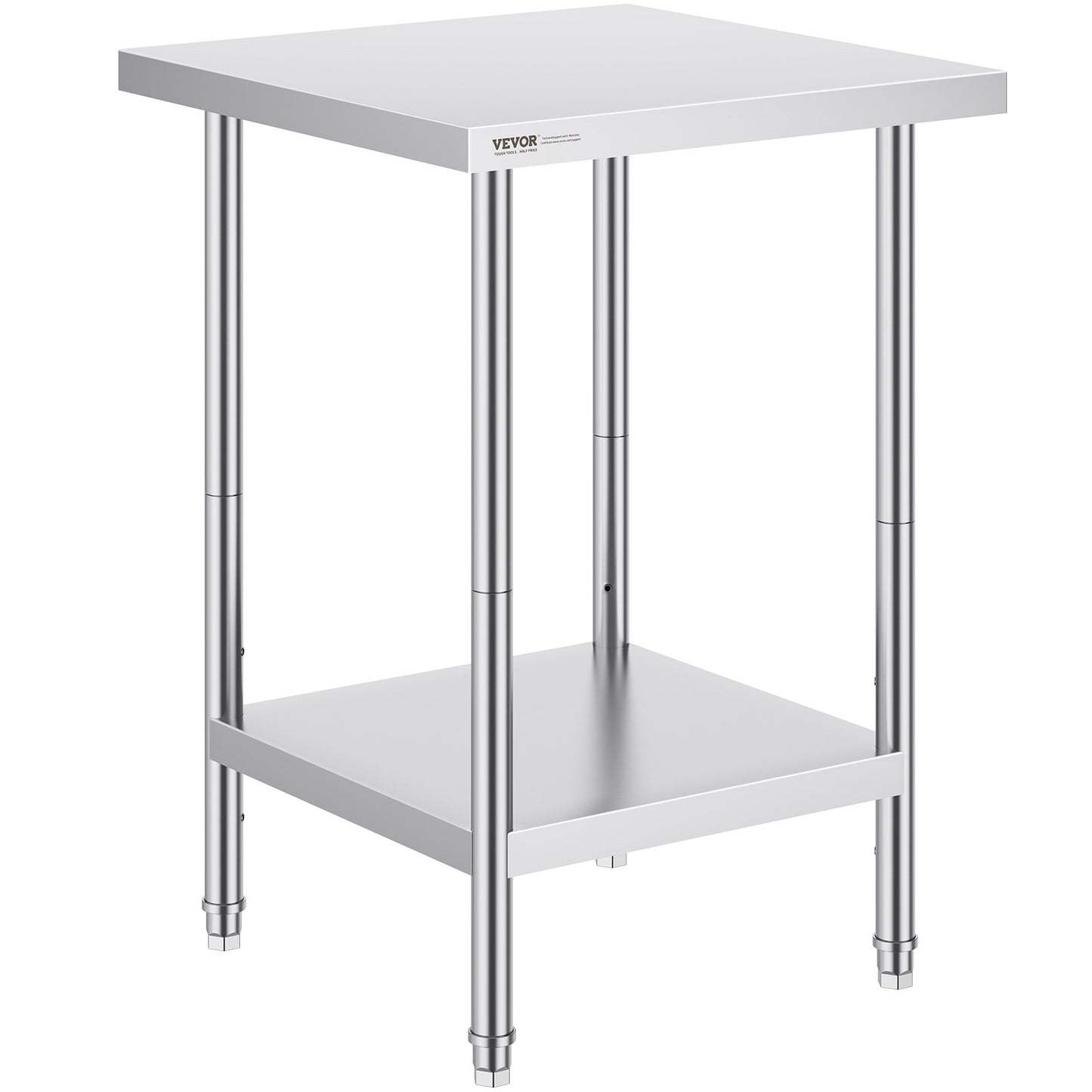 VEVOR Stainless Steel Prep Table, 24 x 24 x 34 Inch, 700 lbs Load Capacity, Heavy