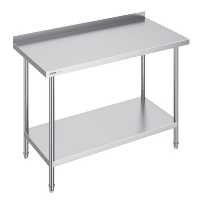 VEVOR 24 x 48 x 36 Inch Stainless Steel Work Table, Commercial Food Prep Worktable