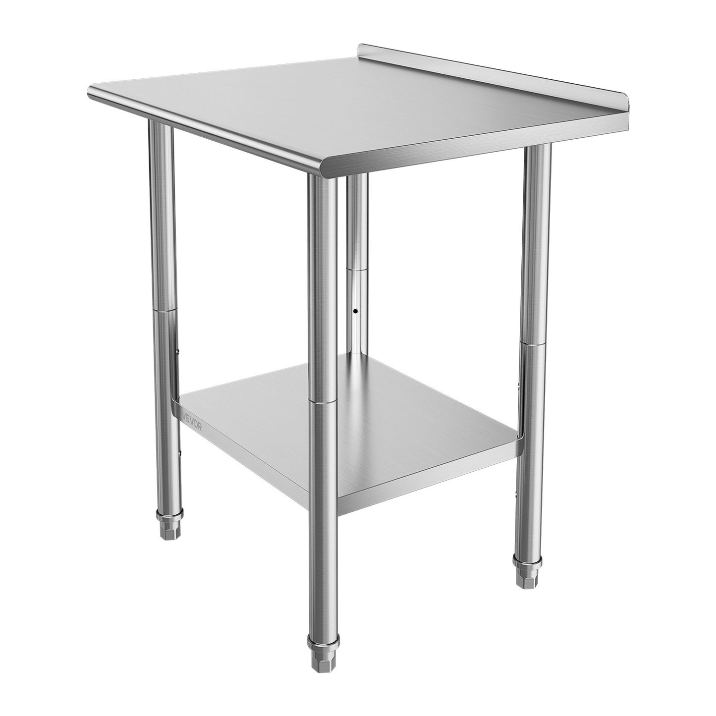 Stainless Steel Work Table, 61x76 cm Food Prep Table with Backsplash, Commercial Kitchen Workstation with Adjustable Undershelf, Metal Heavy Duty Utility Worktable, for Restaurant Outdoor
