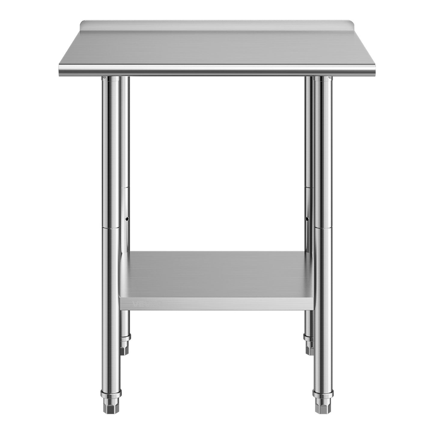 Stainless Steel Work Table, 61x76 cm Food Prep Table with Backsplash, Commercial Kitchen Workstation with Adjustable Undershelf, Metal Heavy Duty Utility Worktable, for Restaurant Outdoor