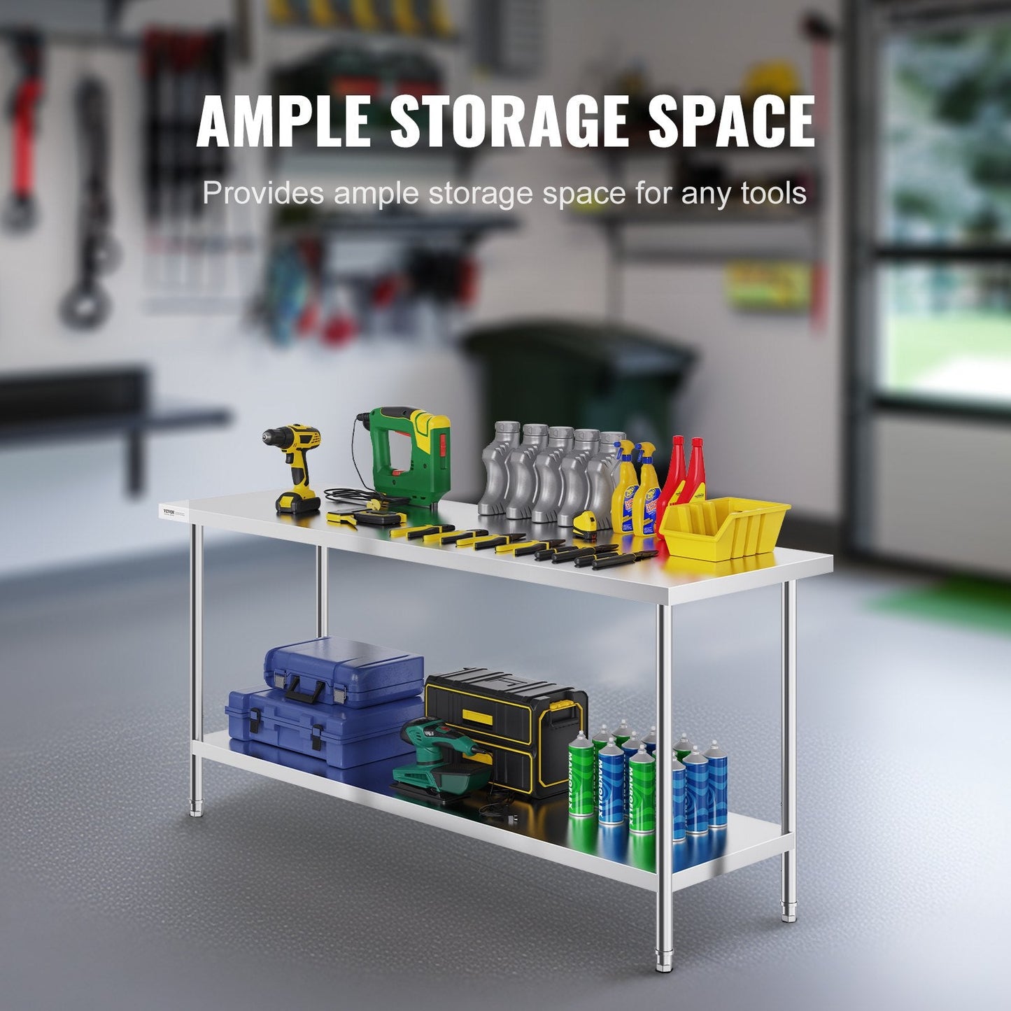 Stainless Steel Work Table, 0.61 x 1.83 x 0.86 m, Adjustable Height, Versatile Use