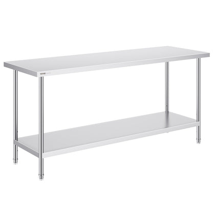 Stainless Steel Work Table, 0.61 x 1.83 x 0.86 m, Adjustable Height, Versatile Use