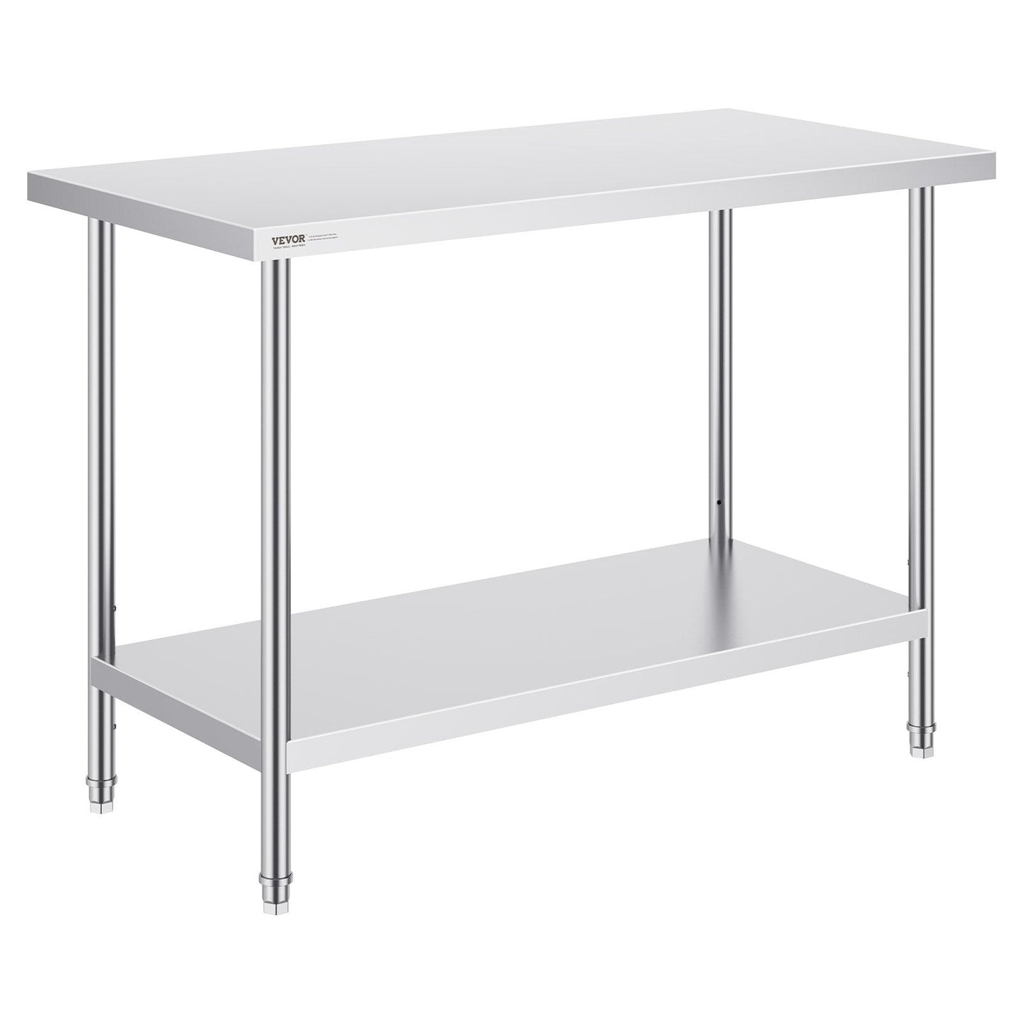 Stainless Steel Worktable, 0.6 x 1.2 x 0.86 m, Adjustable Heights for Versatile Use