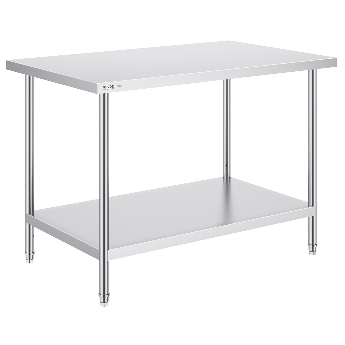 VEVOR Stainless Steel Prep Table, 30 x 48 x 34 Inch, Heavy Duty Metal Worktable