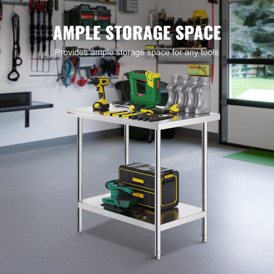 Stainless Steel Workstation, 0.61 x 0.91 x 0.86m, Adjustable Heights for Versatile Use