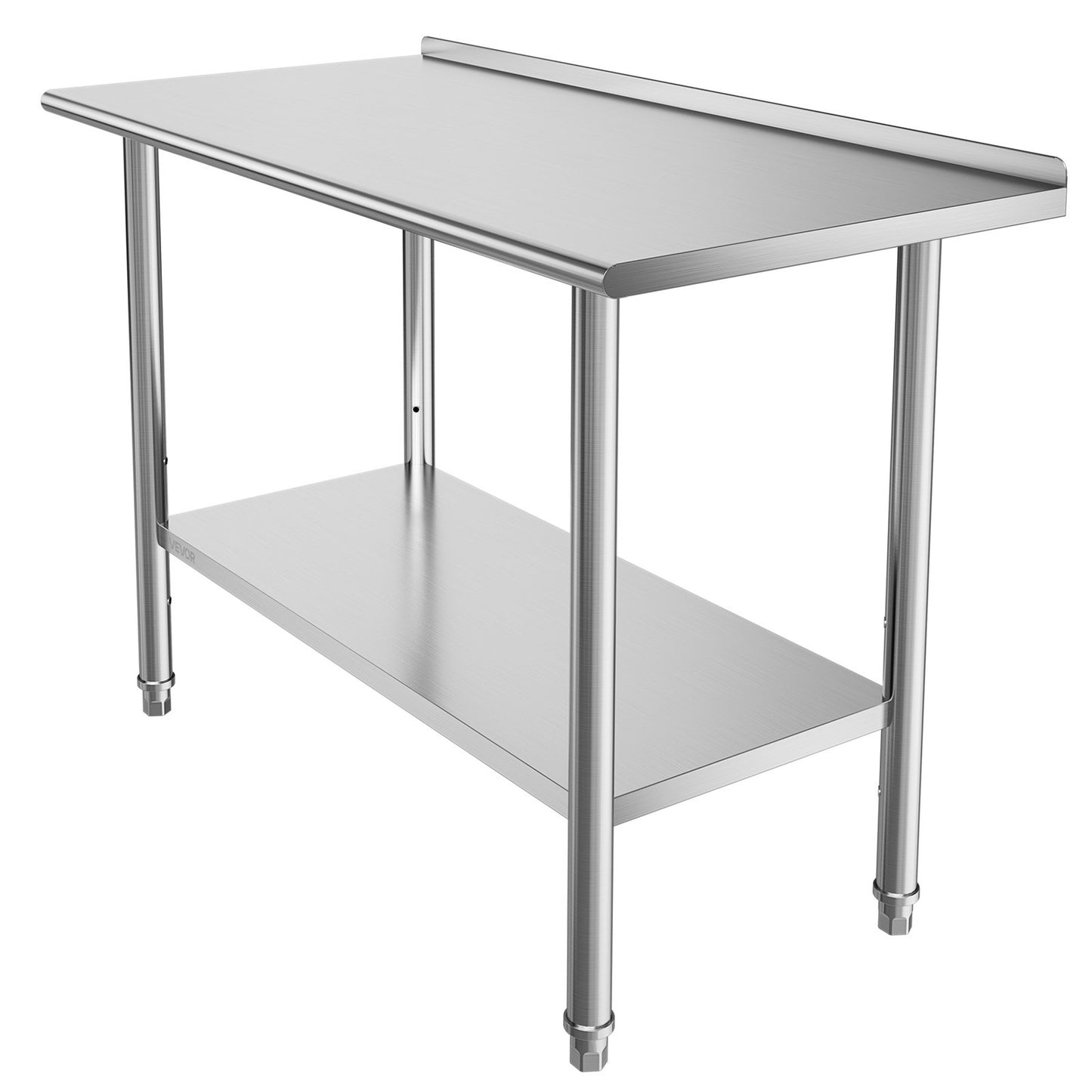 Stainless Steel Work Table, 61x122 cm Food Prep Table with Backsplash, Commercial Kitchen Workstation with Adjustable Undershelf, Metal Heavy Duty Utility Worktable, for Restaurant Home Outdoor