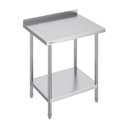 Stainless Steel Work Table, Heavy Duty Food Prep Table with Adjustable Height