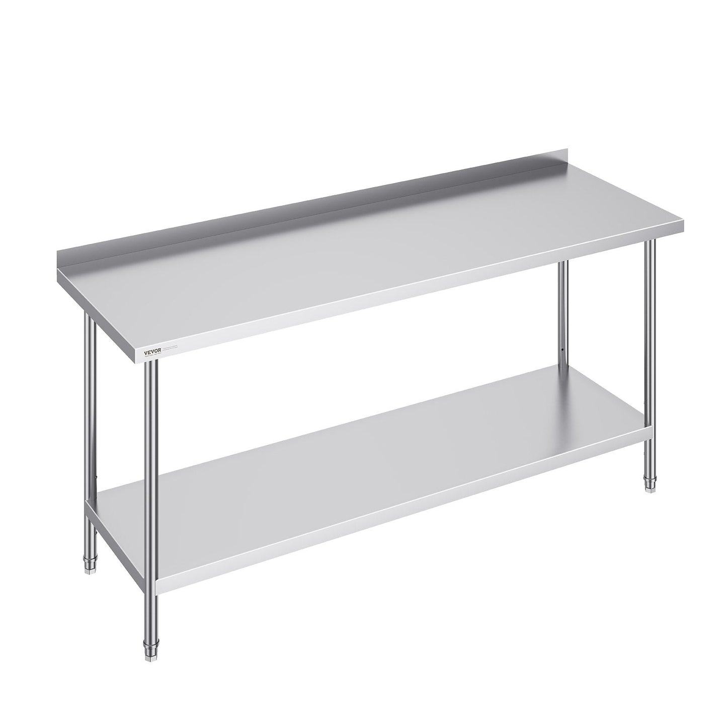 Stainless Steel Commercial Prep Table, Adjustable Height, 0.61 x 1.83 x 0.91m