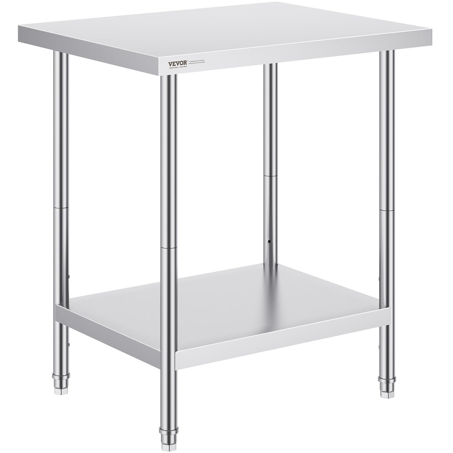 Stainless Steel Worktable, Adjustable Height, 0.61 x 0.76 x 0.86m, 13.3 kg