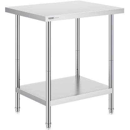 Stainless Steel Worktable, Adjustable Height, 0.61 x 0.76 x 0.86m, 13.3 kg