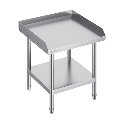 Stainless Steel Prep Table with Backsplash, 0.61 x 0.61 x 0.66m, Adjustable Height