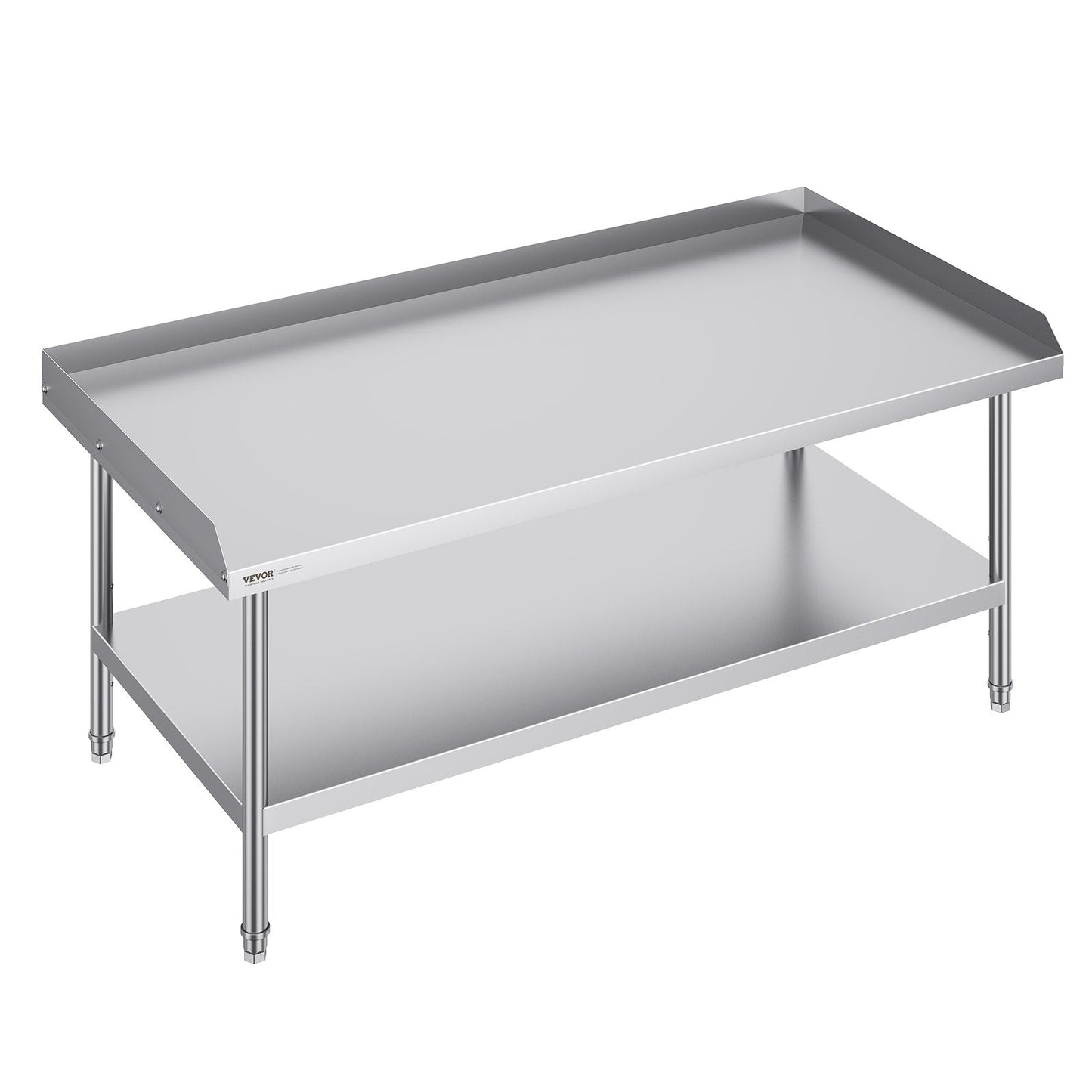 Stainless Steel Food Prep Table with Backsplash, Adjustable Height, 0.76 x 1.52 m