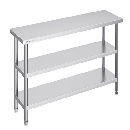 Stainless Steel Worktable with Adjustable Undershelves, 0.36 x 1.22 x 0.86 Meter