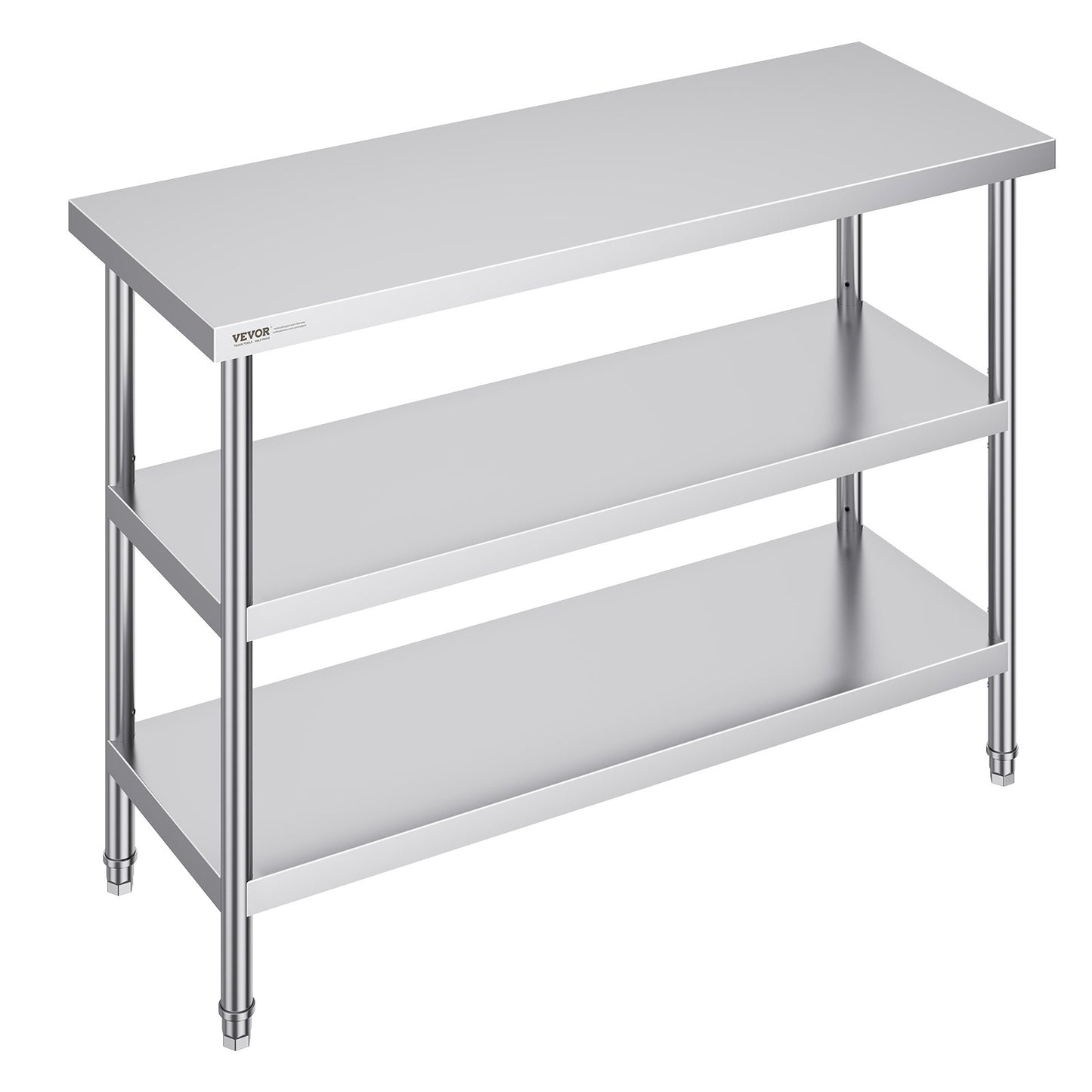 VEVOR Stainless Steel Food Prep Table, 18 x 48 x 34 Inch Commercial Kitchen Worktable,