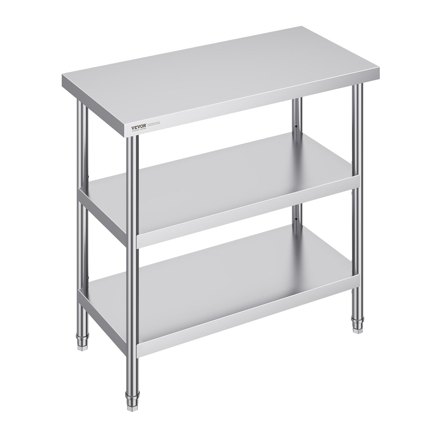 VEVOR Stainless Steel Food Prep Table, 18 x 36 x 34 Inch Commercial Kitchen Worktable,