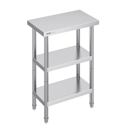 VEVOR Stainless Steel Food Prep Table, 14 x 24 x 34 Inch Commercial Kitchen Worktable,