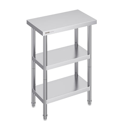 Stainless Steel Worktable: 0.36 x 0.61 x 0.86m, Adjustable for Kitchen & Garage Use
