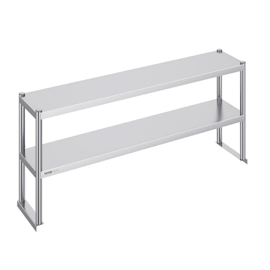 VEVOR Double Overshelf, Double Tier Stainless Steel Overshelf, 12 x 60 Inch Double