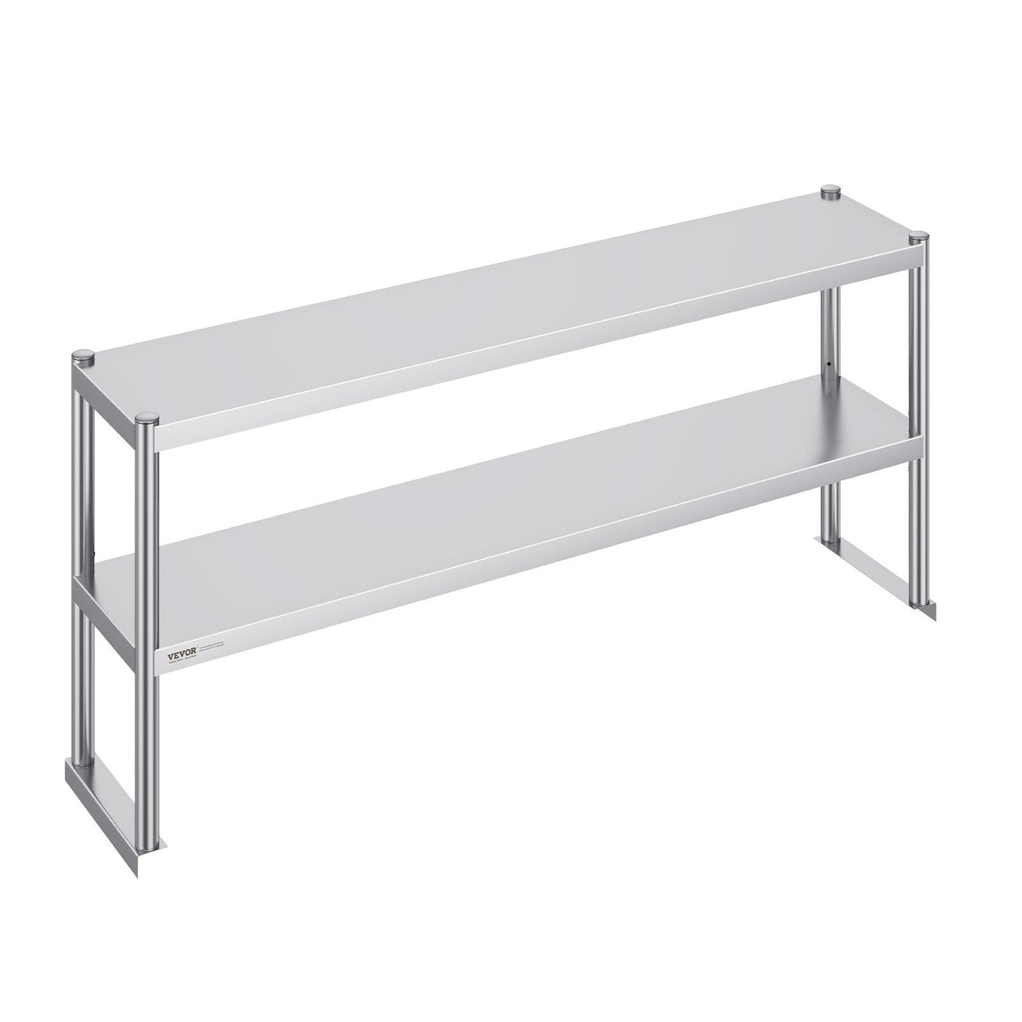 Stainless Steel Double Tier Overshelf, 0.3 x 1.5 m, Adjustable for Kitchen & Workshop