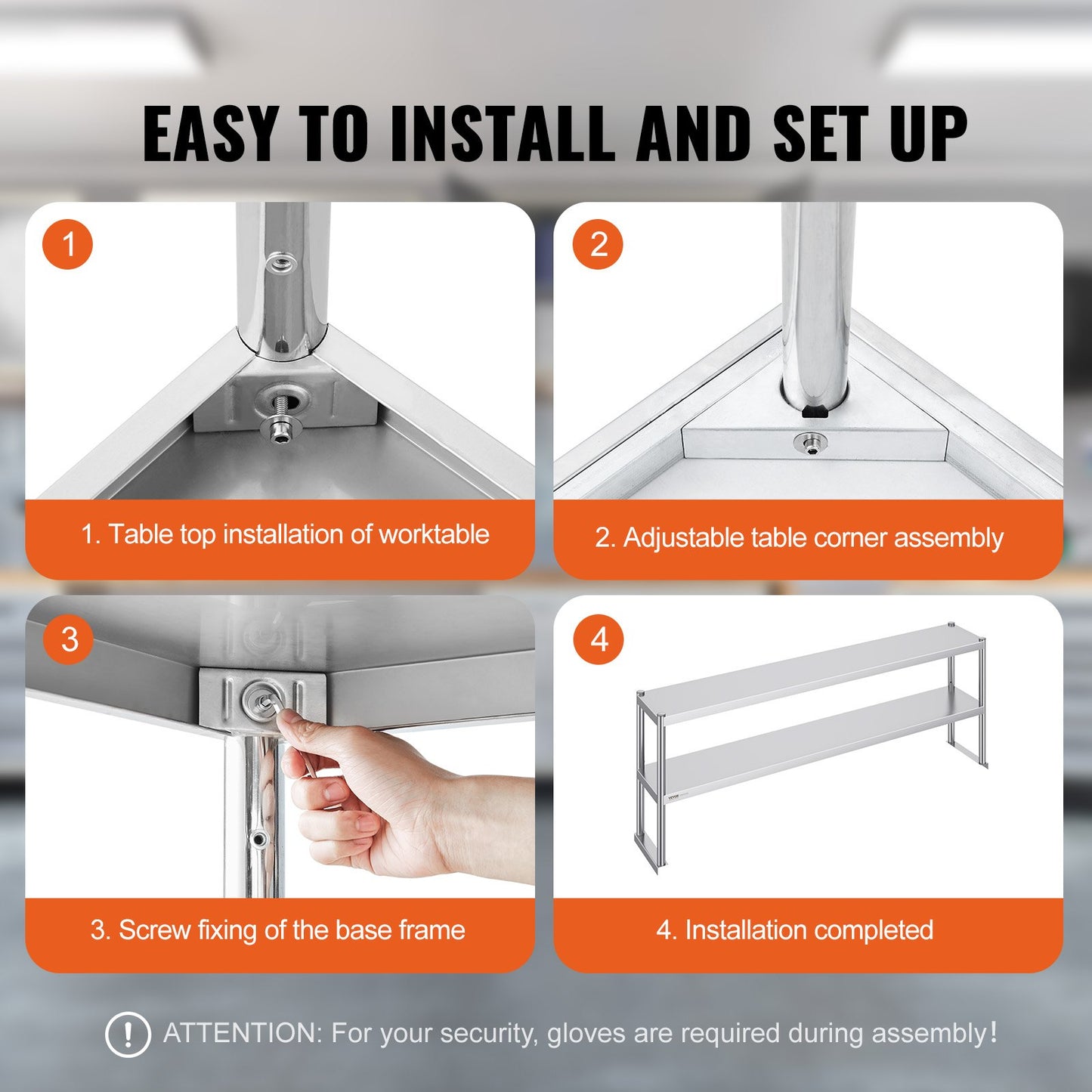 VEVOR Double Overshelf, Double Tier Stainless Steel Overshelf, 12 x 72 Inch Double