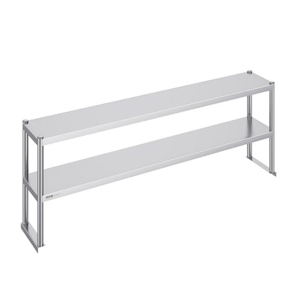 VEVOR Double Overshelf, Double Tier Stainless Steel Overshelf, 12 x 72 Inch Double