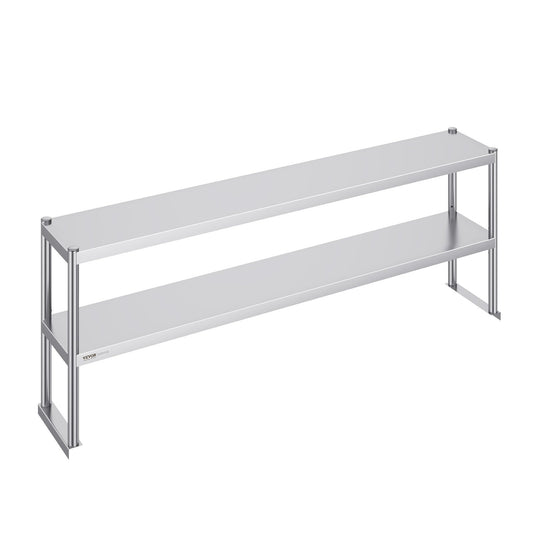 VEVOR Double Overshelf, Double Tier Stainless Steel Overshelf, 12 x 72 Inch Double