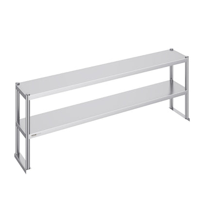 Stainless Steel Double Tier Overshelf, Adjustable, 0.3 x 1.8m, 11.85 kg Capacity
