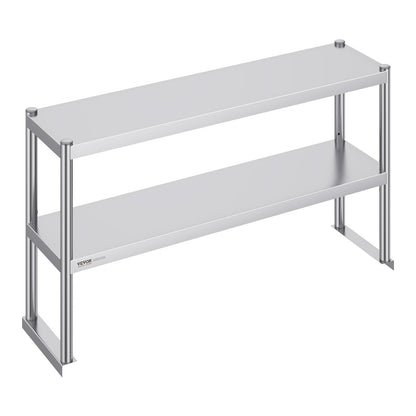 VEVOR Double Overshelf, Double Tier Stainless Steel Overshelf, 12 x 48 Inch Double