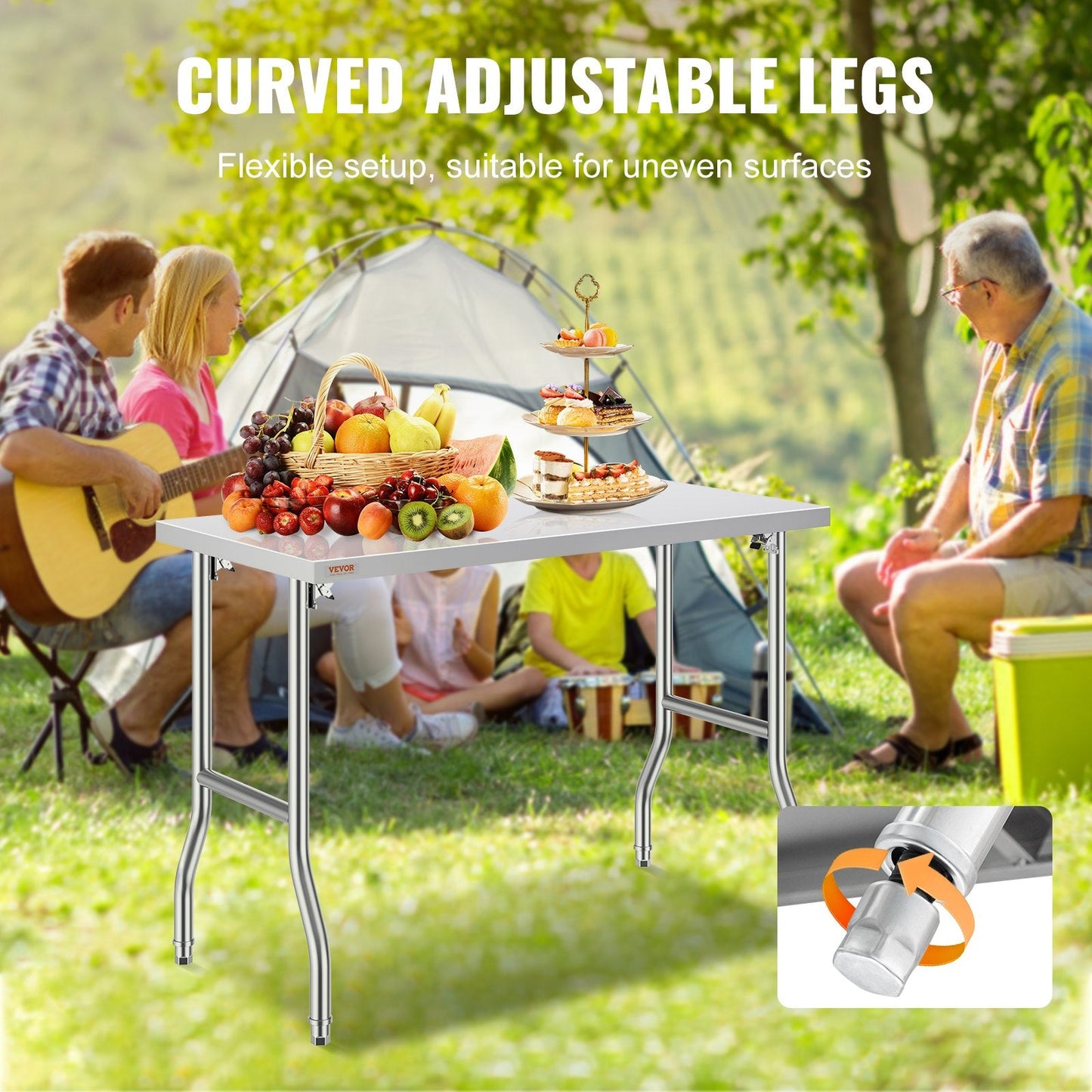 Stainless Steel Folding Kitchen Work Table, 1.22 x 0.61 M, Durable & Versatile