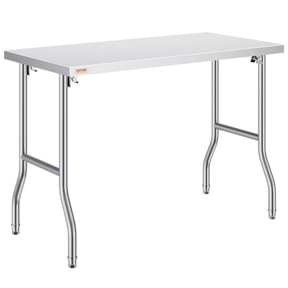 Stainless Steel Folding Kitchen Work Table, 1.22 x 0.61 M, Durable & Versatile