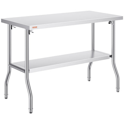 Folding Stainless Steel Commercial Prep Table, 1.22 x 0.61 m, 12.55 kg