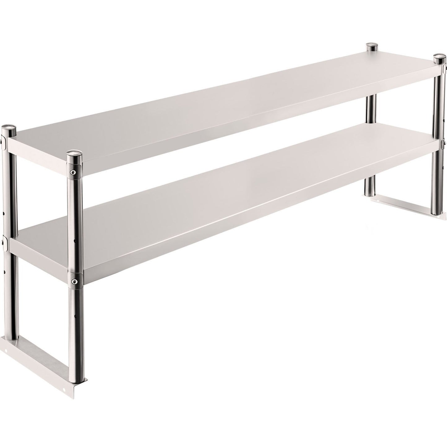 Stainless Steel 2-Tier Overshelf 30x152cm for Prep Table with Adjustable Shelf