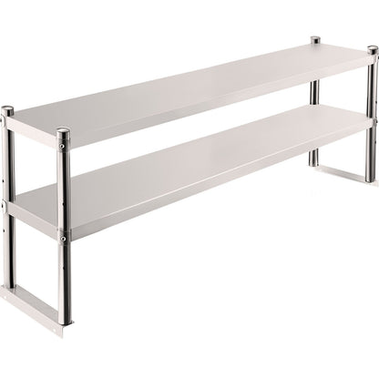 Stainless Steel 2-Tier Overshelf 30x152cm for Prep Table with Adjustable Shelf