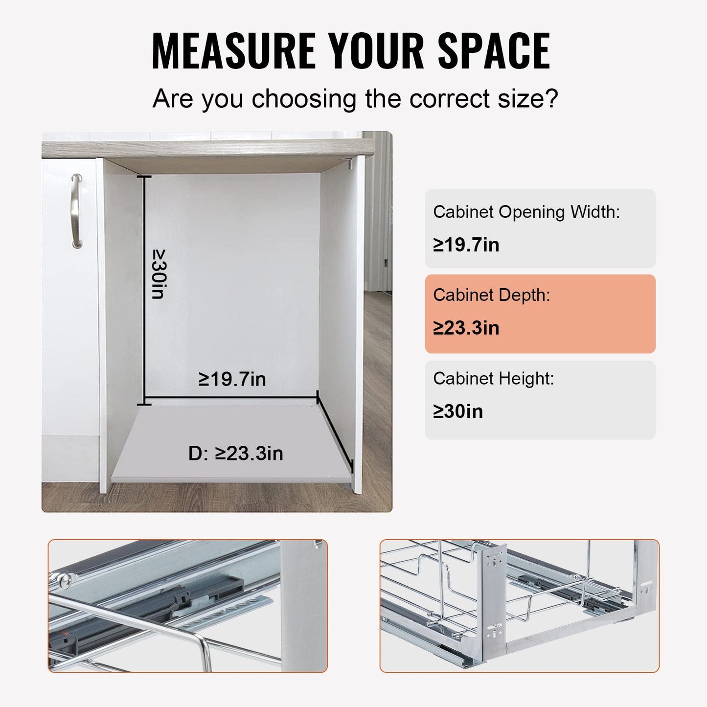Pull-Out Double Bin Trash Can, 70L Total, Under Mount Kitchen Waste Container