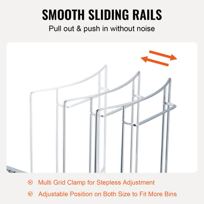 VEVOR Pull-Out Trash Can, Under Mount Kitchen Waste Container with Slide ang Handle,