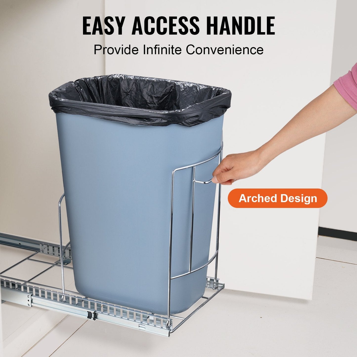 Under-Mount Pull-Out Waste Bin with Sliding Rails and Handle, 16kg Capacity