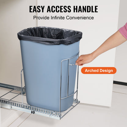 VEVOR Pull-Out Trash Can, Under Mount Kitchen Waste Container with Slide ang Handle,