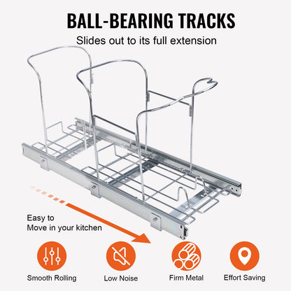 VEVOR Single Pullout Waste Container Kitchen Trash Can 29L with Handle Grey