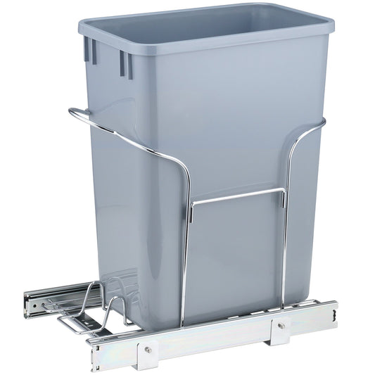 VEVOR Single Pullout Waste Container Kitchen Trash Can 29L with Handle Grey