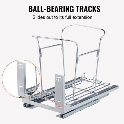 VEVOR Single Pullout Waste Container Kitchen Trash Can 35L with Soft Close Grey