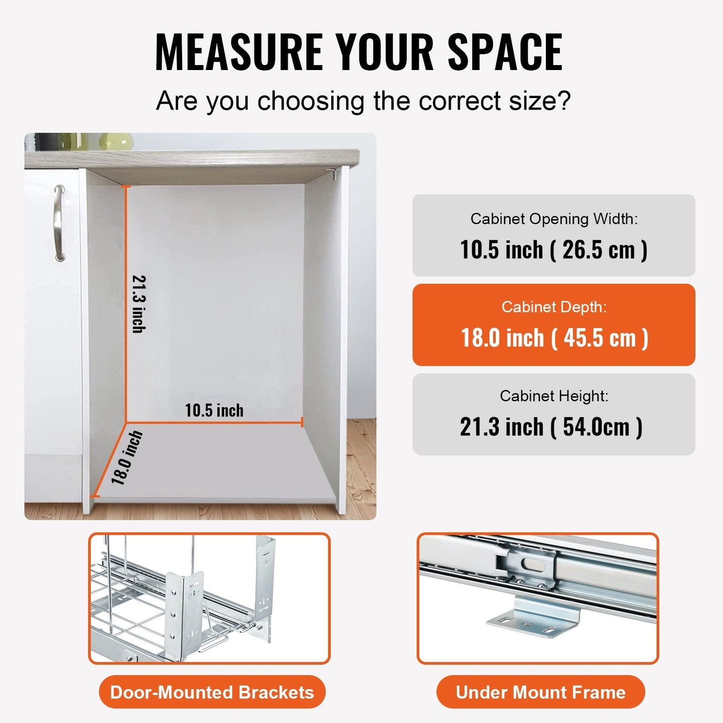 Pullout Kitchen Trash Bin 35L with Handle, Grey, Smooth Sliding Rails