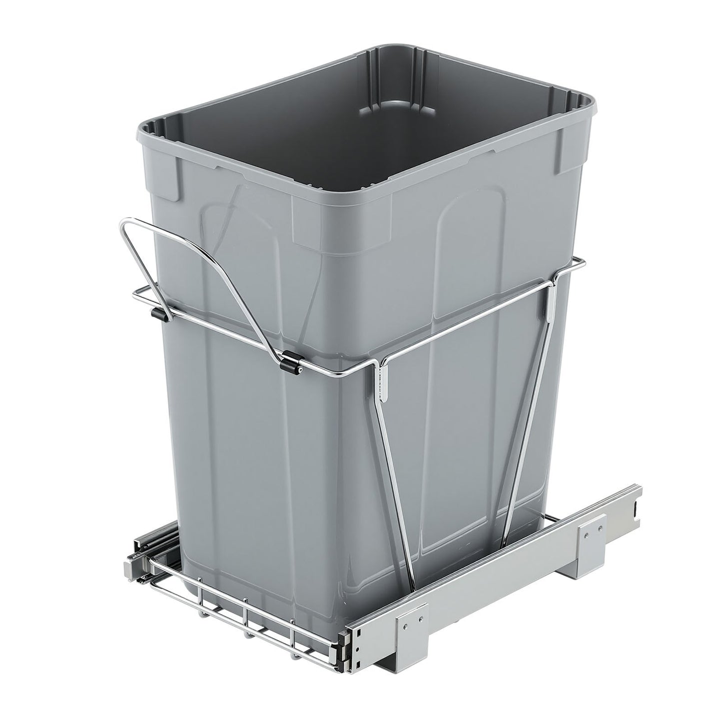 Pullout Trash Can for Kitchen Cabinets, Garbage Waste Recycling Bin, Under Mount Waste Container, with Heavy Duty Metal Full Extension Sliding System and Handle, for Sink, Under Counter
