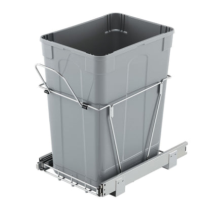 Pullout Trash Can for Kitchen Cabinets, Garbage Waste Recycling Bin, Under Mount Waste Container, with Heavy Duty Metal Full Extension Sliding System and Handle, for Sink, Under Counter
