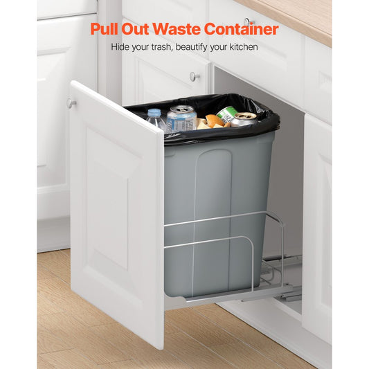 VEVOR Pullout Waste Container Under Cabinet Kitchen Garbage Bin Trash Can