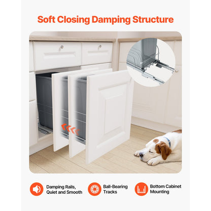 VEVOR Pullout Waste Container Under Cabinet Kitchen Garbage Bin Trash Can